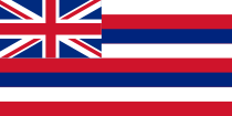 Thin red white and blue horizontal stripes with Union Flag as top-left quarter.