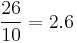 \frac{26}{10} = 2.6