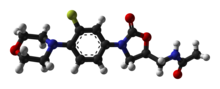 Ball-and-stick model of linezolid