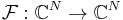 \mathcal{F}:\mathbb{C}^N \to \mathbb{C}^N