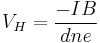 V_H = \frac{-IB}{dne}