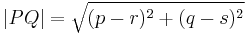 |PQ|=\sqrt{(p-r)^2+(q-s)^2} 