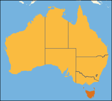 Map of Australia with  Tasmania highlighted