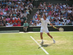 Goran Ivanišević preparing to serve the ball at Wimbledon, 2004