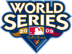 The words "World Series" above the text "2009 Fall Classic" with the logo of Major League Baseball.