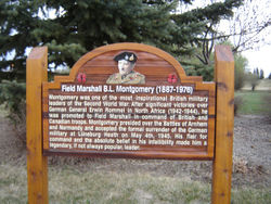 plaque honouring Field Marshall Bernard Montgomery in Montgomery Place, Saskatoon, Saskatchewan