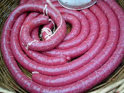 Black pudding (Boudin noir), before cooking