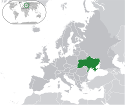 Location of �Ukraine��(green)on the European continent��(dark grey)� —� [Legend]