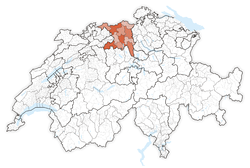 Map of Switzerland, location of Aargau highlighted