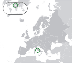 Location of �Vatican City��(green)on the European continent��(dark grey)� —� [Legend]