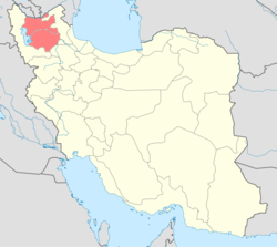 Map of Iran with East Azerbaijan highlighted