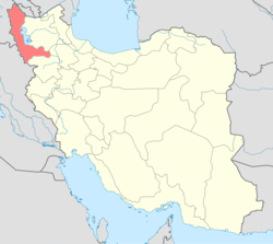 Map of Iran with West Azerbaijan highlighted