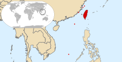 A map depicting a relatively small island in East Asia.