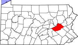 Map of Pennsylvania highlighting Schuylkill County