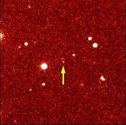 An image of Sedna seen through an Earth-based telescope: it is a faint point of light.