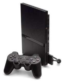 PlayStation 2 Slimline console with DualShock 2 controller