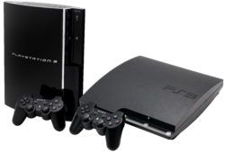 Original model, Sixaxis controller, DualShock 3 controller and Slim model