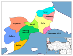 Districts of Tekirdağ