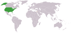 Map indicating location of USA and Israel