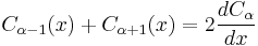 C_{\alpha-1}(x) + C_{\alpha+1}(x) = 2\frac{dC_\alpha}{dx}