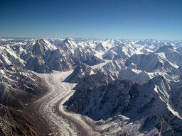 The 62-kilometre long Baltoro Glacier, in northern Pakistan, is one of the longest glaciers outside the polar regions