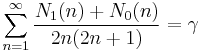  \sum_{n=1}^\infty \frac{N_1(n) + N_0(n)}{2n(2n+1)} = \gamma 