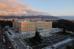 The Hellenic Parliament sits in the Old Royal Palace in Athens