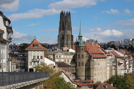 Fribourg/Freiburg - View of Fribourg with the Cathedral of Saint Nicholas