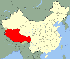 Tibet Autonomous Region is highlighted on this map