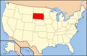 Map of the United States with South Dakota highlighted