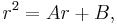 r^2=Ar+B, \,