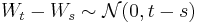 W_t-W_s\sim \mathcal{N}(0,t-s)