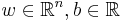 w \in \mathbb{R}^n, b \in \mathbb{R}