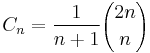 C_n = \frac{1}{n+1}{2n\choose n}