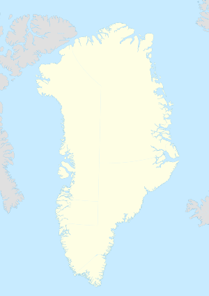 Map of Greenland showing the location of Thule on its north westen shore