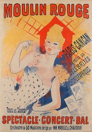 Jules Cheret, Moulin Rouge, 1890 Art Nouveau poster