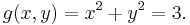  g(x,y) = x^2 + y^2 = 3. \, 