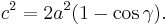 c^2 = 2a^2 ( 1 - \cos\gamma ). \;