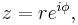 \textstyle z=re^{i\phi},\,