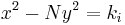 x^2 - Ny^2 = k_i