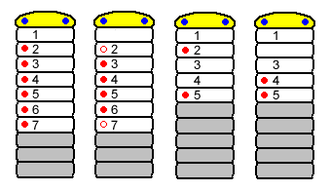 Four types of arthropods showing the acron and 9 head and/or body segments.  Trilobites and chelicerates are shown with 7 head segments, and crustaceans and tracheates with 5 head segments.  Of these, the first head segment of chelicerates and the second head segment of trachates is lost in development.  All four start with an acron at the anterior end bearing compound eyes.  All have nephridia on some or all head segments, some of which are lost in development in chelicerates.  All - other than chelicerates - have antennae on the first head segment, and crustaceans also have antennae on the second head segment.  Only chelicerans have chelicera, on the second head segment and first body segment, and pedipalps, on the third body segment.  Crustaceans have mandibles on the third head segment and maxillae on each of the fourth and fifth head segments.  Trilobites and chelicerates bear legs on all remaining head segments, but crustaceans and tracheates have legs on the anterior body segments.