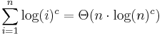 \sum_{i=1}^n \log(i)^c = \Theta(n \cdot \log(n)^{c})