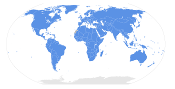 Map of UN member statesNote that this map does not represent the view of its members or the UN concerning the legal status of any country,[1] nor does it accurately reflect which areas' governments have UN representation.