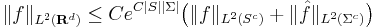 \|f\|_{L^2(\mathbf{R}^d)}\leq Ce^{C|S||\Sigma|}\bigl(\|f\|_{L^2(S^c)}+\|\hat{f}\|_{L^2(\Sigma^c)}\bigr)