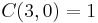 C(3, 0) = 1