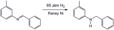 Hydrogenation of an imine using a Raney-Nickel catalyst.