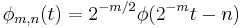 \phi_{m,n}(t)=2^{-m/2}\phi(2^{-m}t-n)