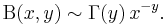 \Beta(x,y) \sim \Gamma(y)\,x^{-y}.