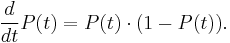 \frac{d}{dt}P(t) = P(t)\cdot(1-P(t))\,\! .