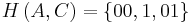 H\left(A,C\right) = \left\{00,1,01\right\}